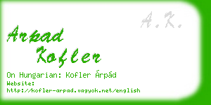 arpad kofler business card