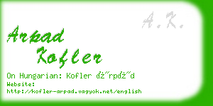 arpad kofler business card
